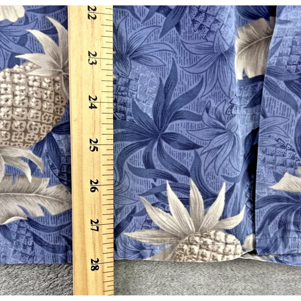 Campia Moda Mens L Hawaiian Shirt Pineapple Blue Floral Camp Cruise Vacation VTG